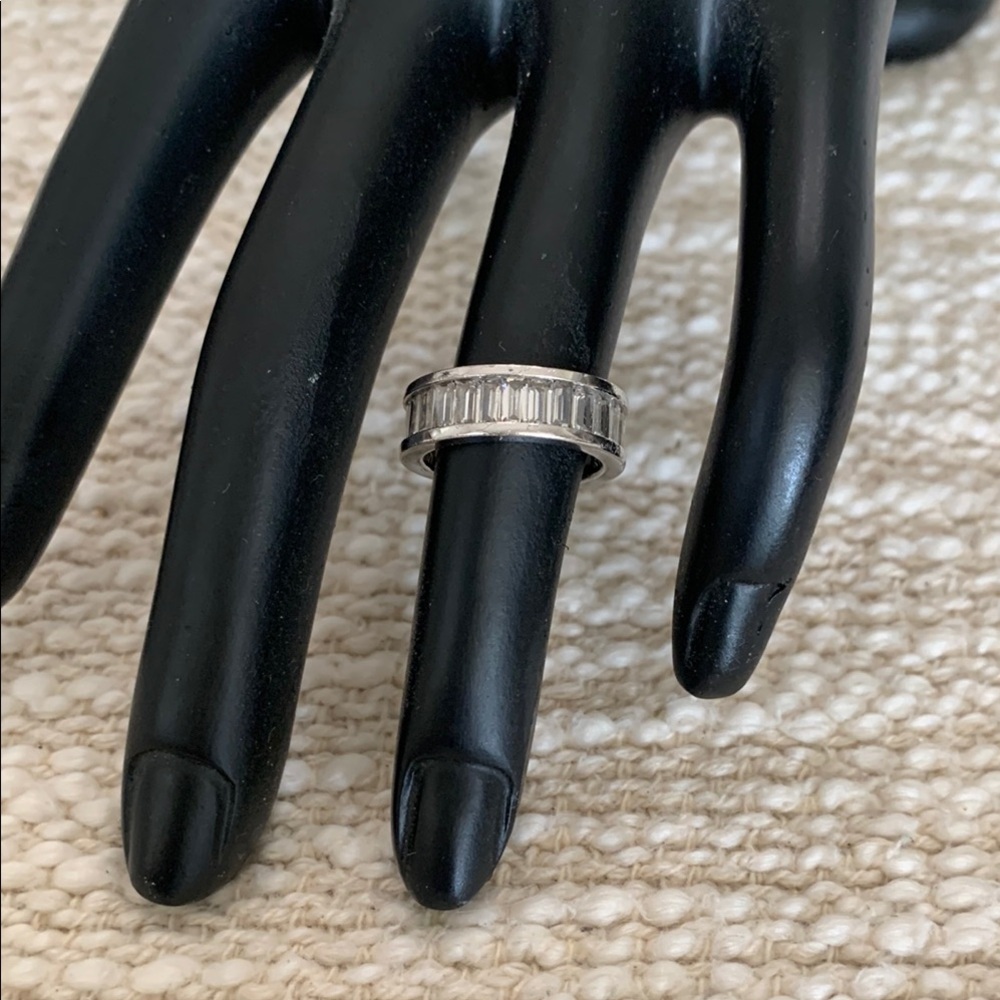 Elegant Sterling Silver CZ baguette eternity Band Ring